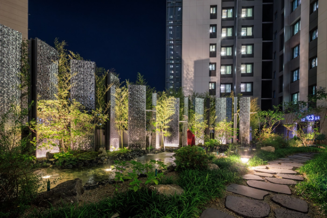 현대엔지니어링 '힐스테이트 소사역' 수경시설(Vivarium) 전경./사진제공=현대엔지니어링