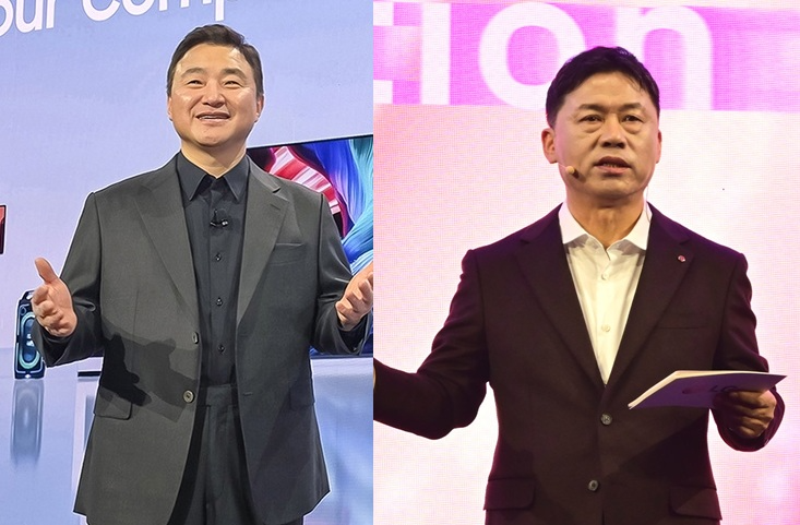 노태문 삼성전자 대표이사(왼쪽)와 류재철 LG전자 대표이사