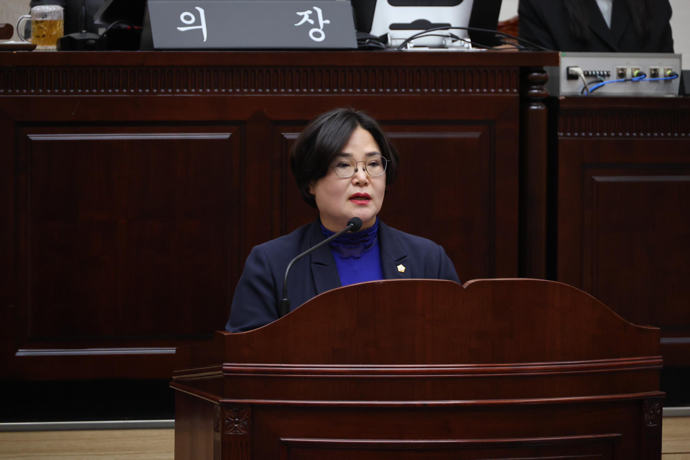 황금선 용산구의원이 5분 자유발언을 하는 모습./사진제공=용산구의회